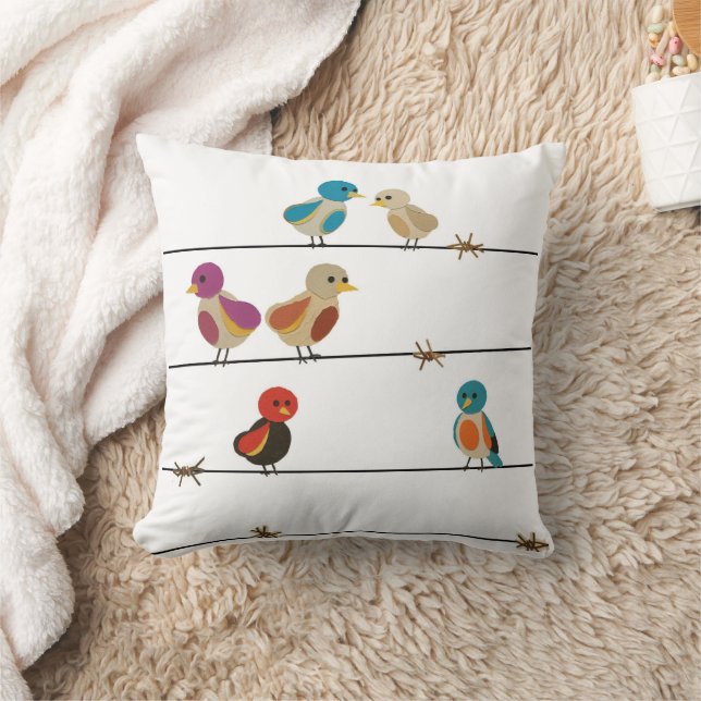 Birds on a Wire Throw Pillow (Blanket)