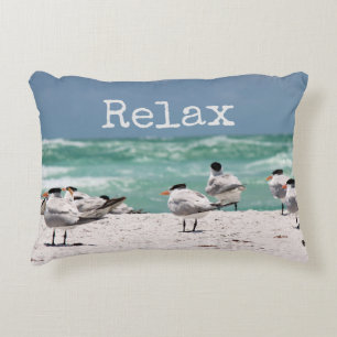 Birds on Beach Relax Accent Pillow