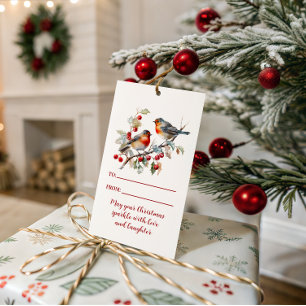 Birds on Berry Branch Christmas    Gift Tags