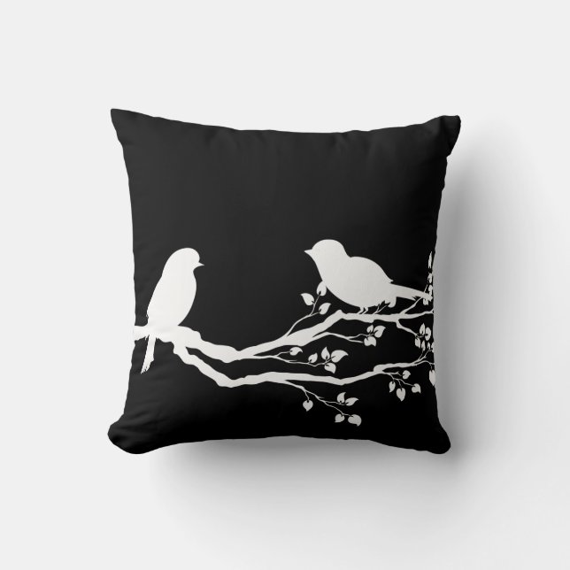 Birds On Branch Reversible Throw Pillows (Front)