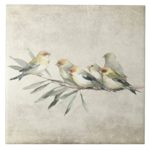 Birds on Branch Watercolors Rustic  Tile