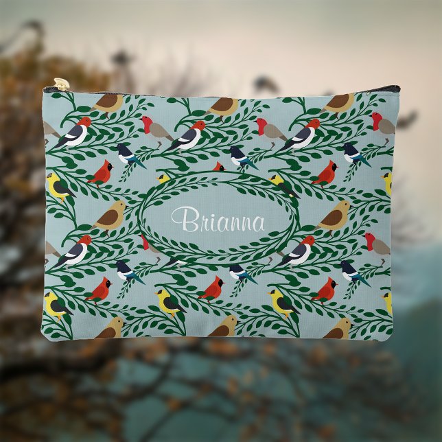 Birds On Branches Personalized Accessory Pouch (Creator Uploaded)