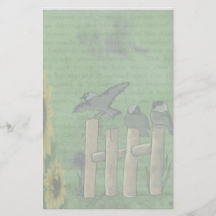 Birds on Fence Stationery