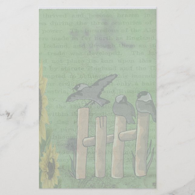 Birds on Fence Stationery (Front)