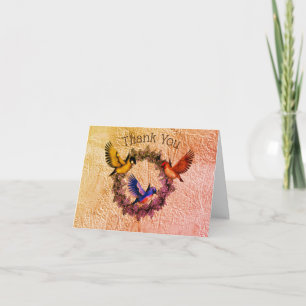 Birds On Flower Wreath Thank You Card