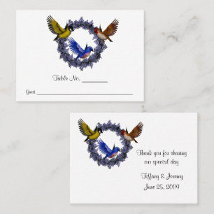 Birds On Flower Wreath Wedding Table   Place Card