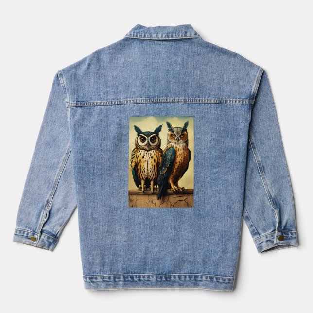 Birds on the Wire – Cartoon Flock Tee Denim Jacket (Back)