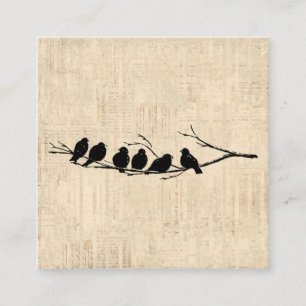 Birds on Tree Branch Vintage Bird Art Enclosure Card