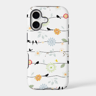 Birds on Vines with Flowers