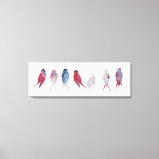 Birds on wire Panoramic canvas print 36x12 inches