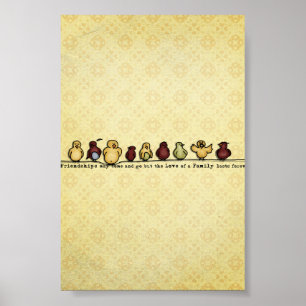Birds on wire yellow background family quote poster