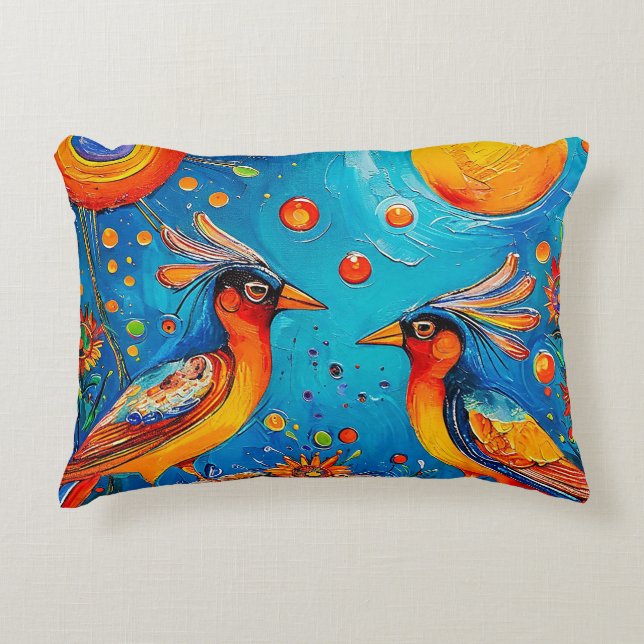 Birds ornament accent pillow (Front)
