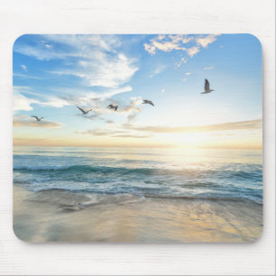 birds over the beach mouse pad