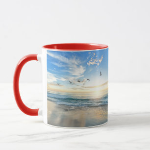 birds over the beach mug