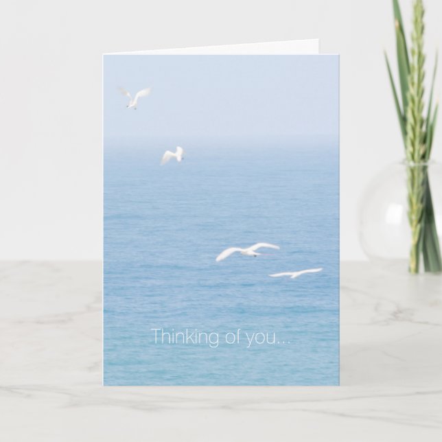 Birds over the Ocean Thinking of You Sympathy Card (Front)