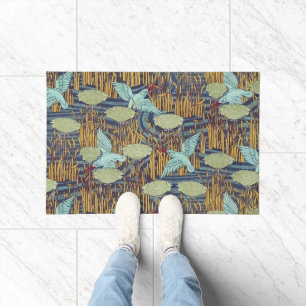 Birds over the pond Vintage Art Nouveau Doormat