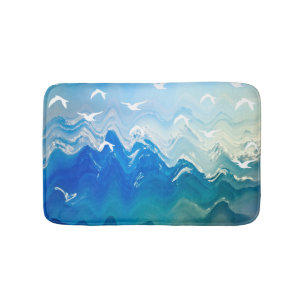 Birds over the Sea Waves Bath Mat