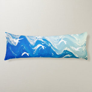 Birds over the Sea Waves Body Pillow