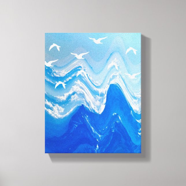 Birds over the Sea Waves Canvas Print (Front)
