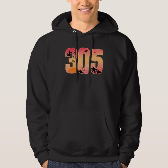 Birds Palm Trees And Beaches In Miami 305 Hoodie (Front)