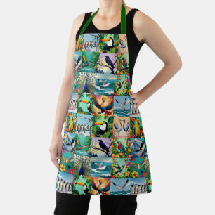 Birds Patchwork Pattern Apron