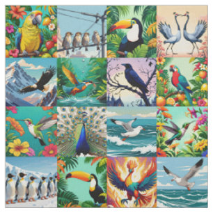 Birds Patchwork Pattern  Fabric