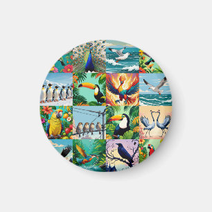 Birds Patchwork Pattern  Magnet