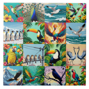 Birds Patchwork Pattern Tile