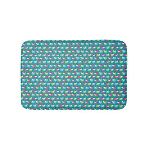 Birds pattern Blue Bath Mat