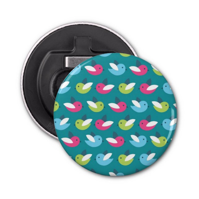 Birds pattern Blue Bottle Opener (Front)