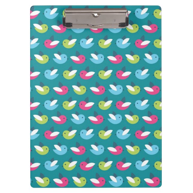 Birds pattern Blue Clipboard (Front)