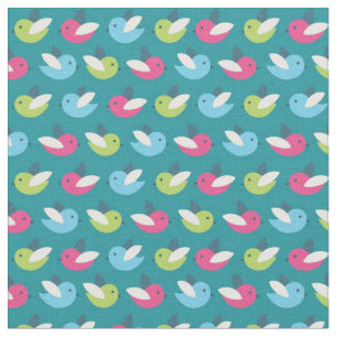 Birds pattern Blue Fabric