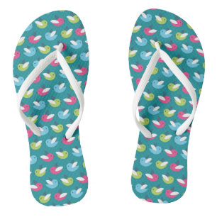 Birds pattern Blue Flip Flops