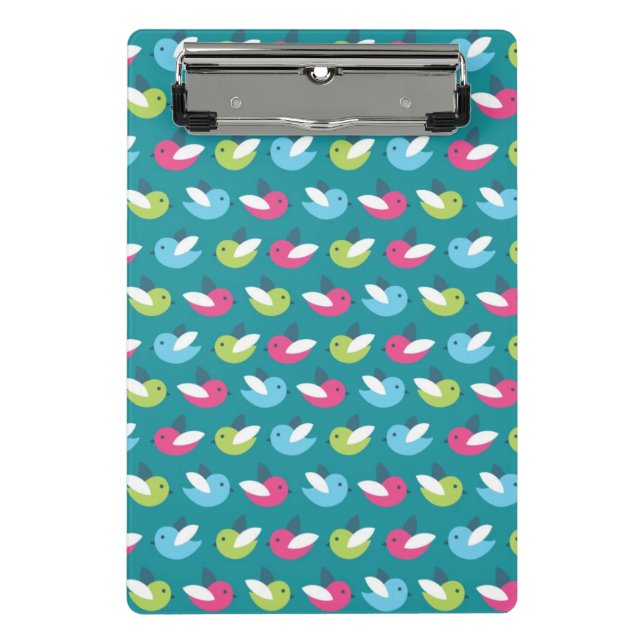 Birds pattern Blue Mini Clipboard (Front)