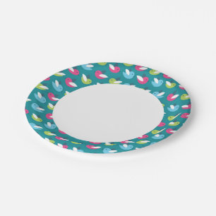 Birds pattern Blue Paper Plate