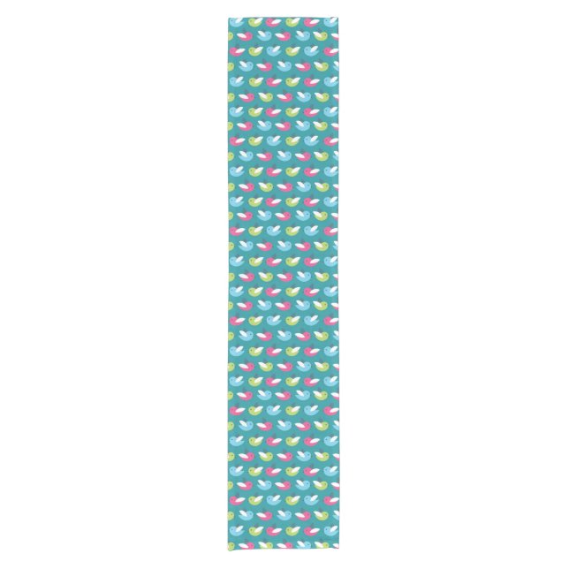 Birds pattern Blue Short Table Runner (Front)