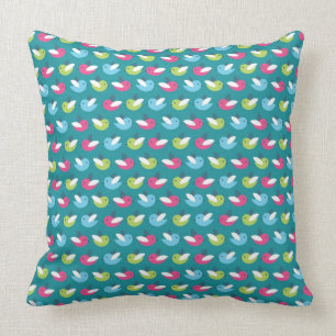 Birds pattern Blue Throw Pillow