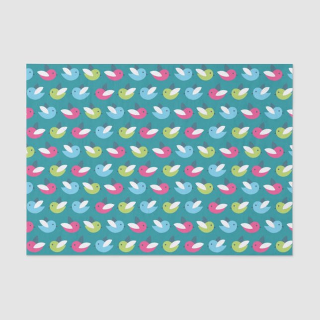 Birds pattern Blue Tissue Paper (Front)
