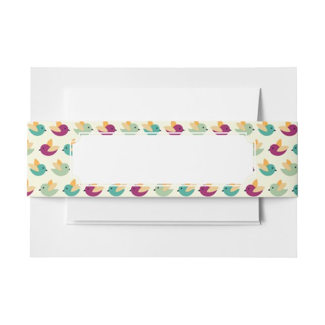 Birds pattern invitation belly band (Front Example)