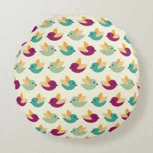 Birds pattern round pillow