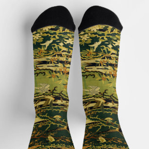 Birds,Phoenix Flowering Tree Branches Lotus Flower Socks
