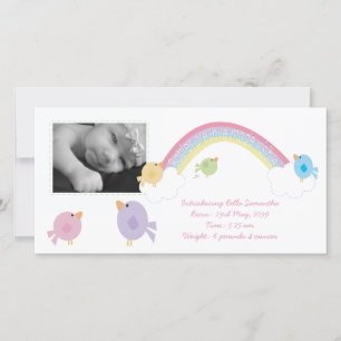 Birds & Rainbow Baby Birth Photo Announcement
