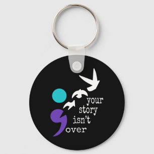 Birds Semicolon Gift Suicide Prevention Awareness Keychain