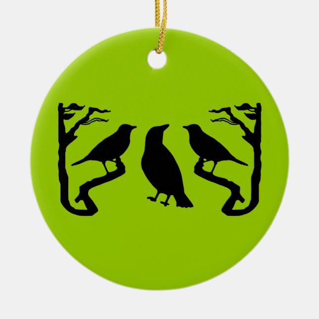 Birds Silhouette Ceramic Ornament (Front)