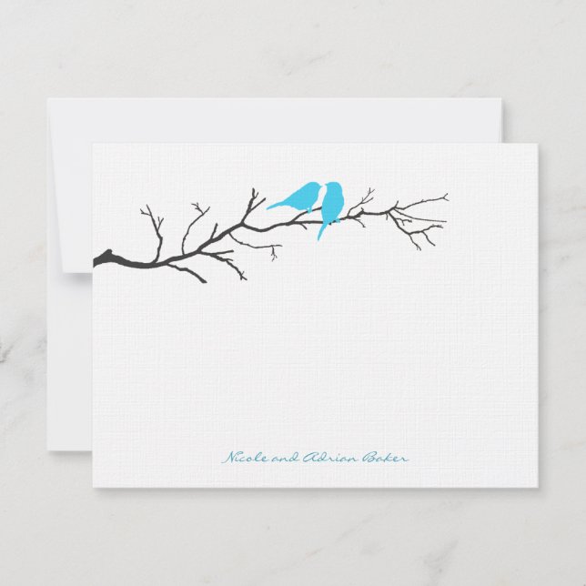 Birds Silhouettes Thank You Cards - Turquoise - (Front)