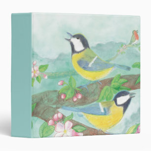 Birds singing on a blossoming tree branch  binder