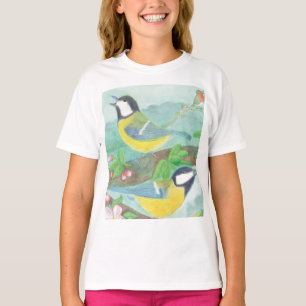 Birds singing on a blossoming tree branch T-Shirt
