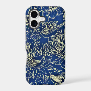 Birds Spring Floral Blossom Blue Glitter