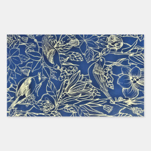 Birds Spring Floral Blossom Blue Glitter Sticker