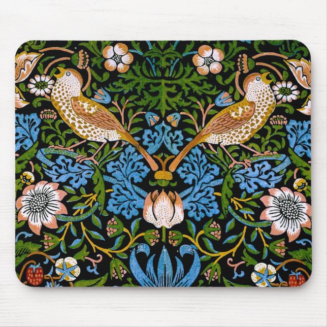 Birds & Strawberries William Morris Fine Art Mouse Pad (Front)